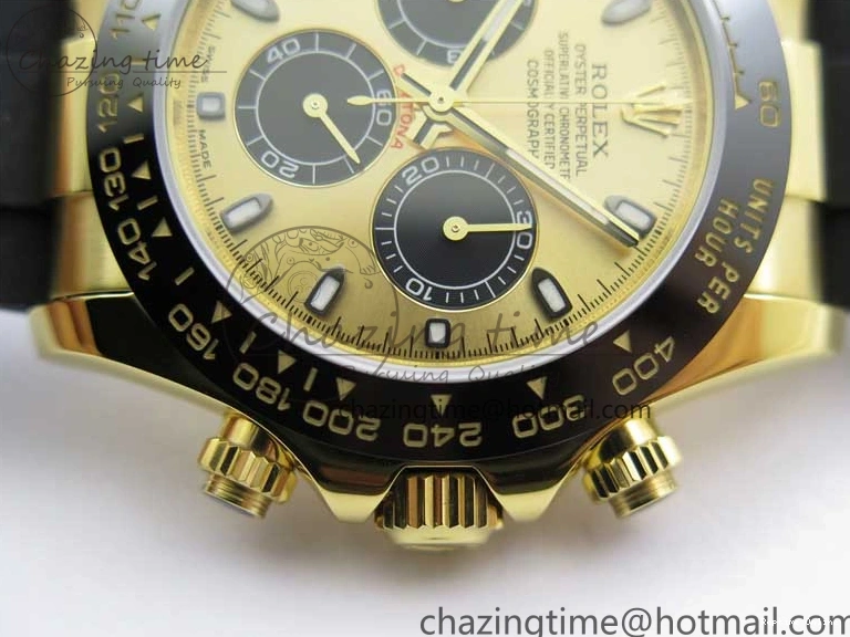 0501 Sporty Daytona 116518 KKF 1:1 Best Edition 904L Steel YG Black Dial on Rubber Strap A 2455